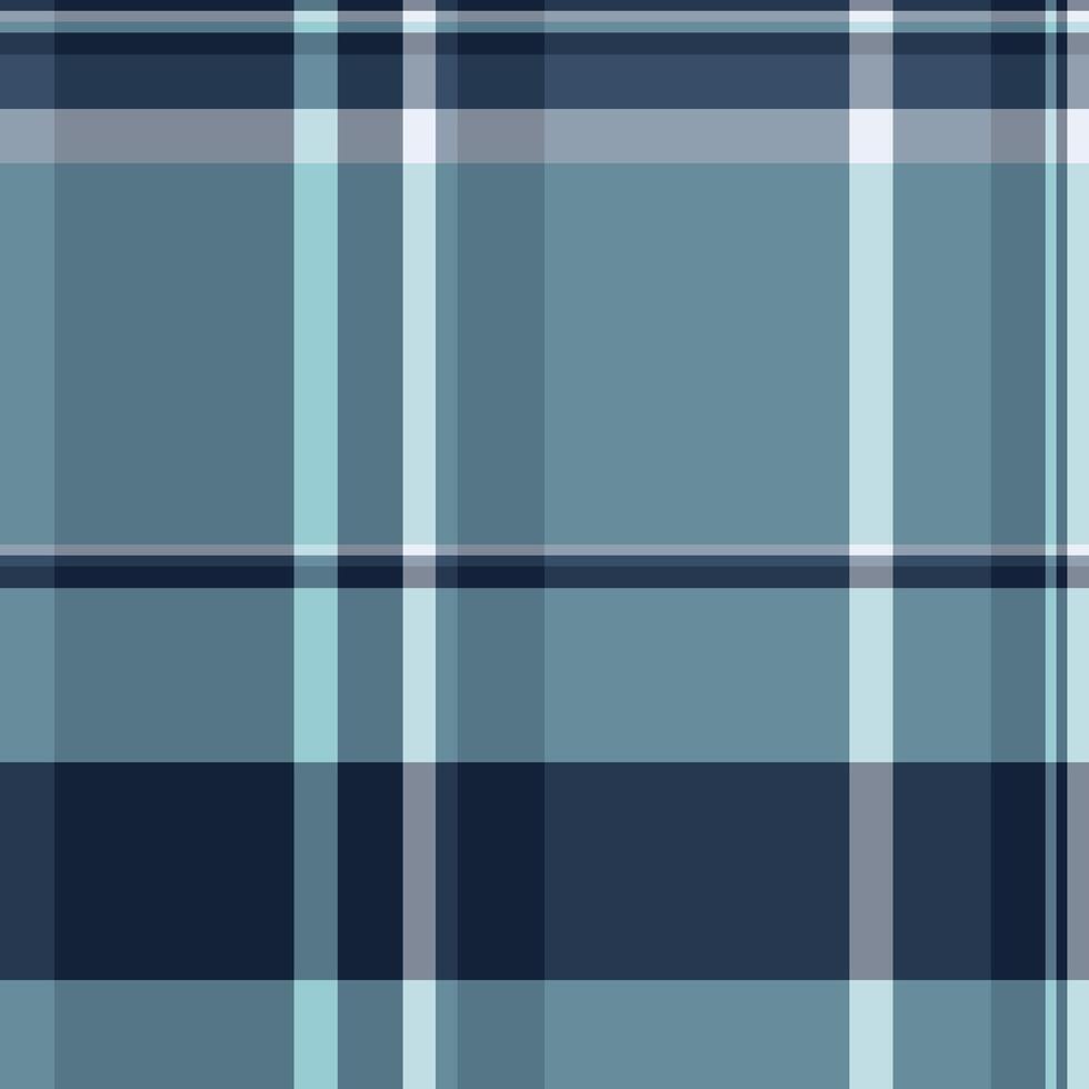 Plank seamless pattern check, subtle background fabric plaid. Scottish tartan texture textile in cyan and blue colors. vector