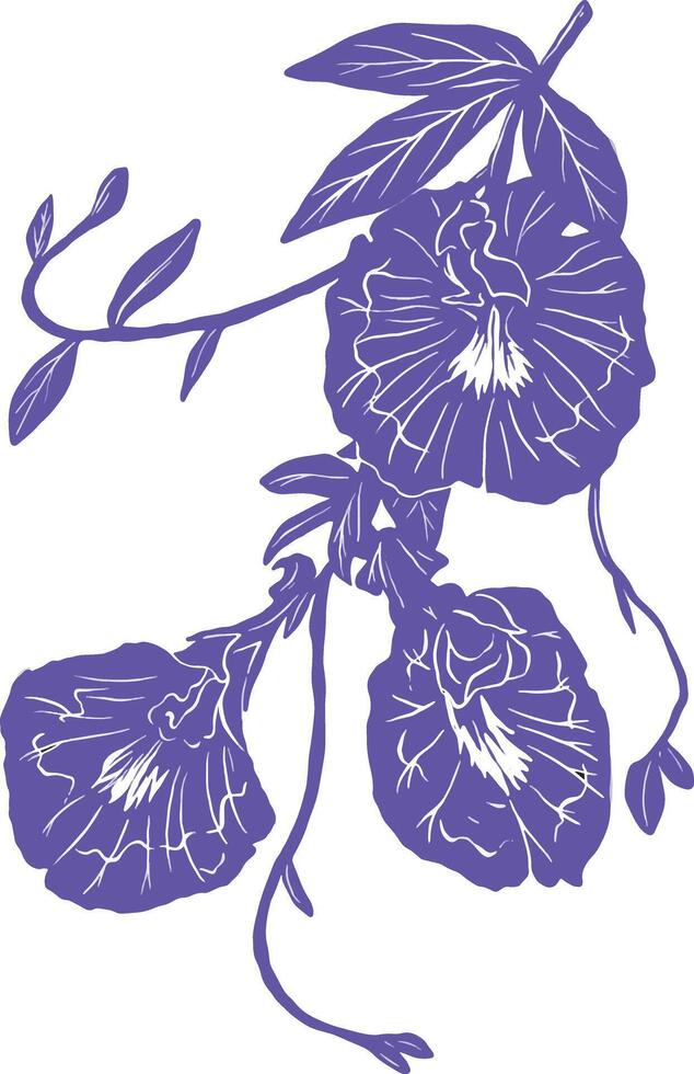 a purple flower with leaves and leaves vector