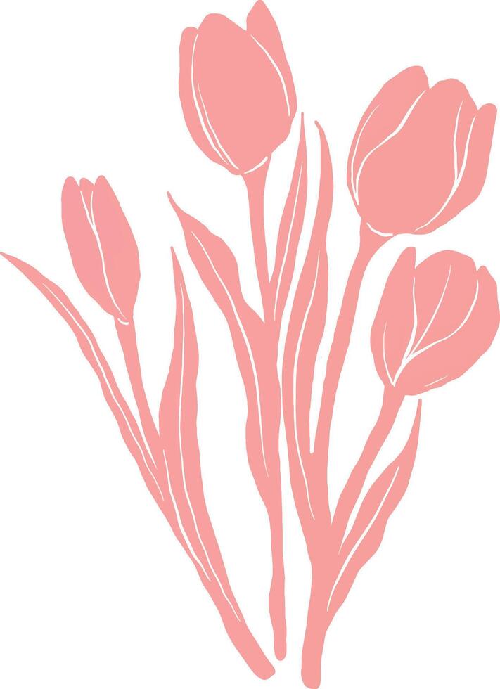 pink tulips on a white background vector