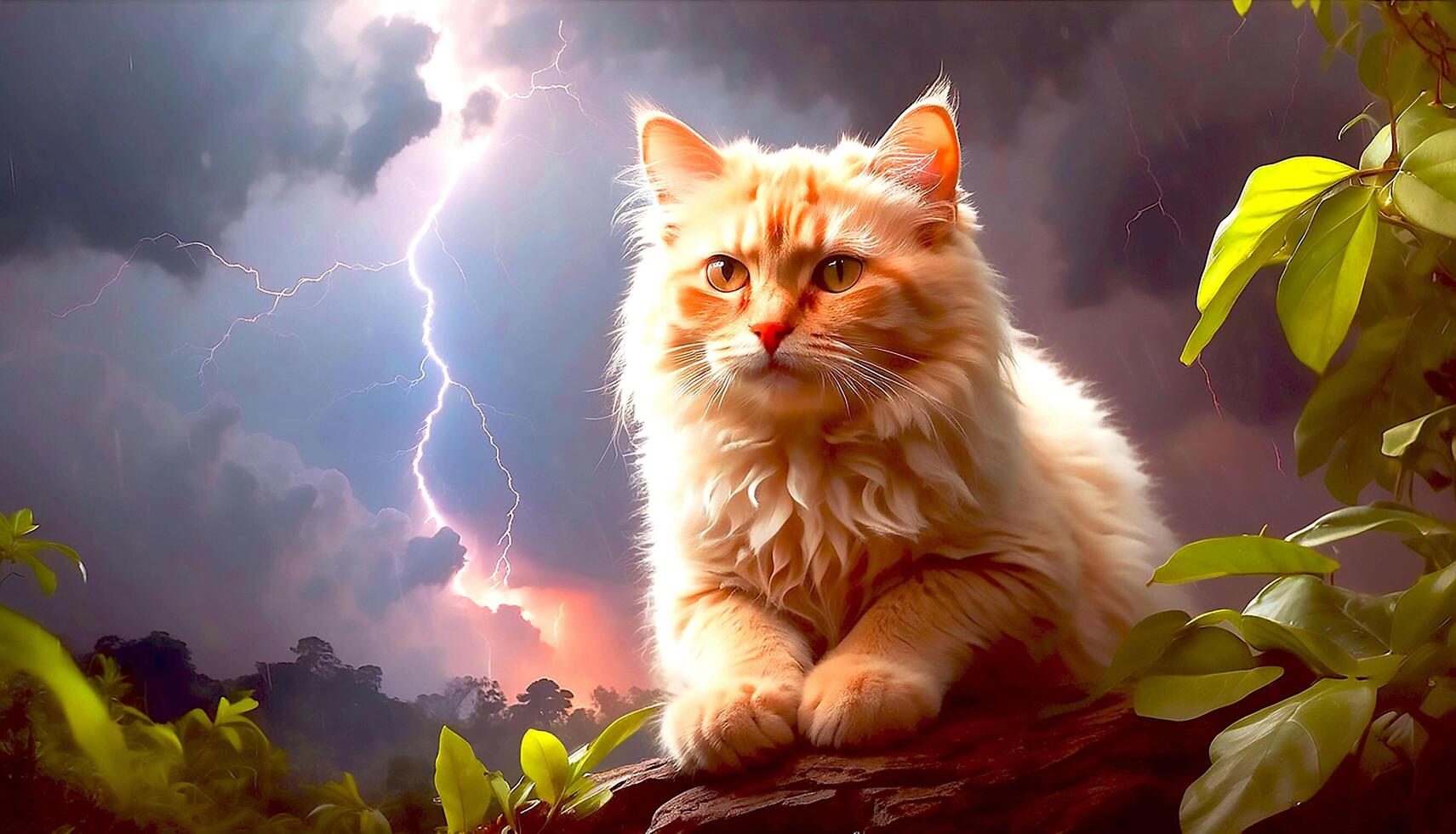 Beautiful Cat with thunder photo