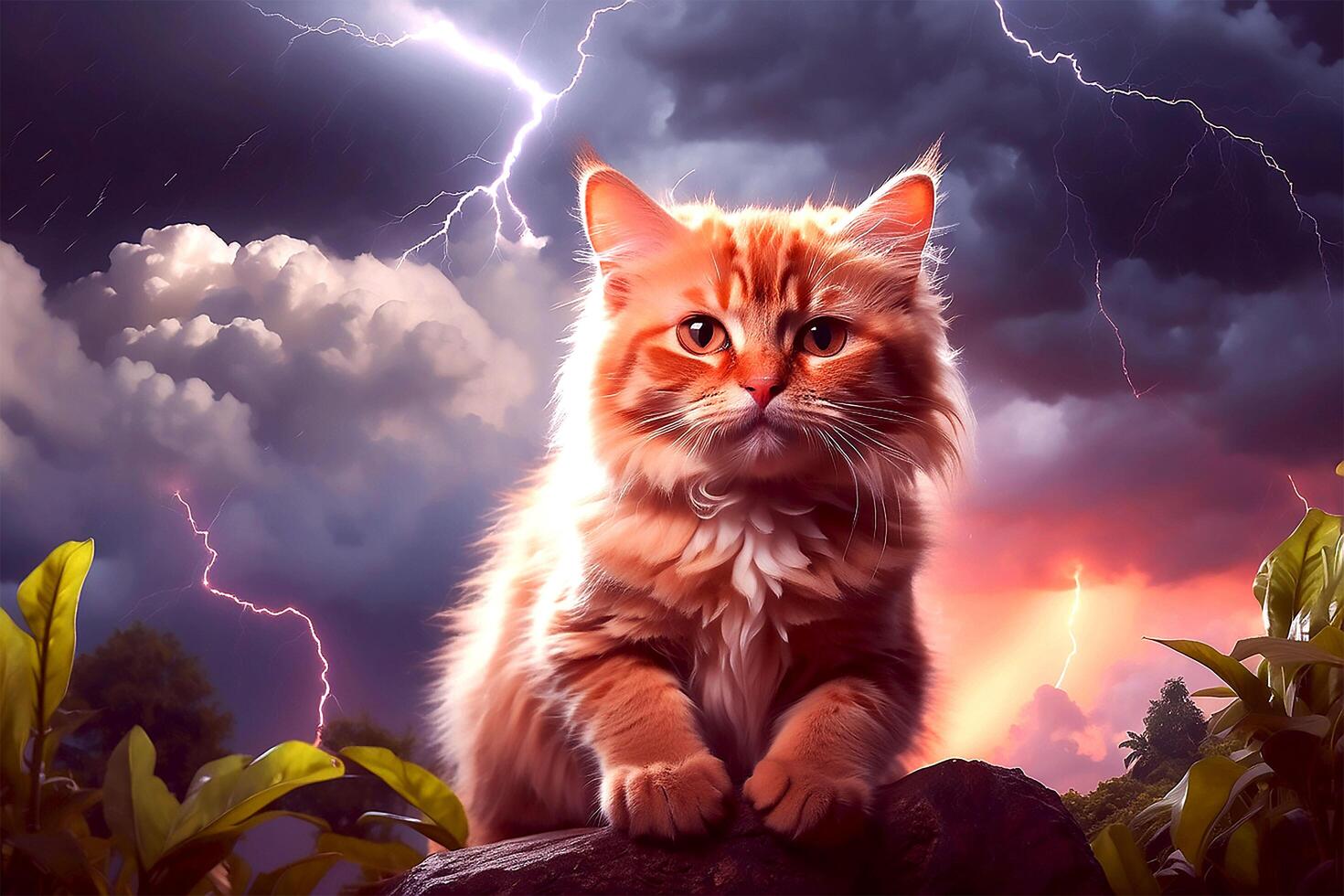 Beautiful Cat with thunder photo