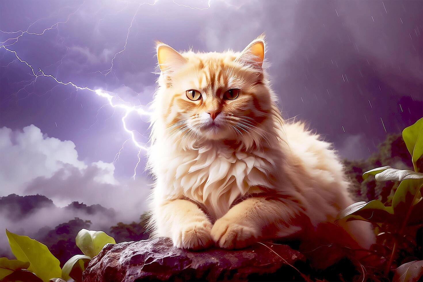 Beautiful Cat with thunder photo