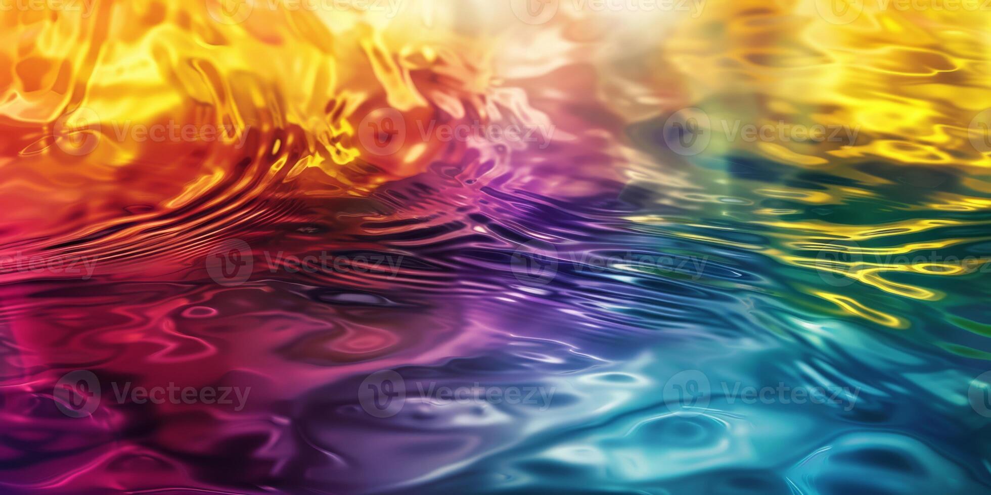Lively abstract image of colorful rainbow water splashes and bubbles blending in a dynamic composition. photo