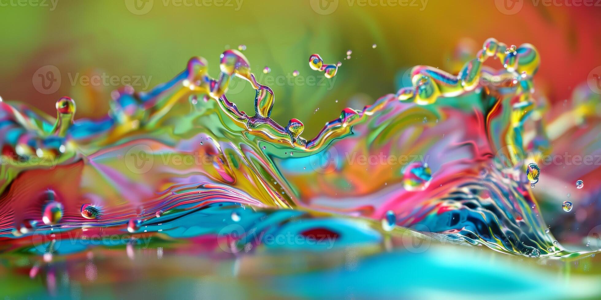 Colorful liquid captures dynamic motion and vibrant hues in a closeup shot, creating a visually compelling image photo