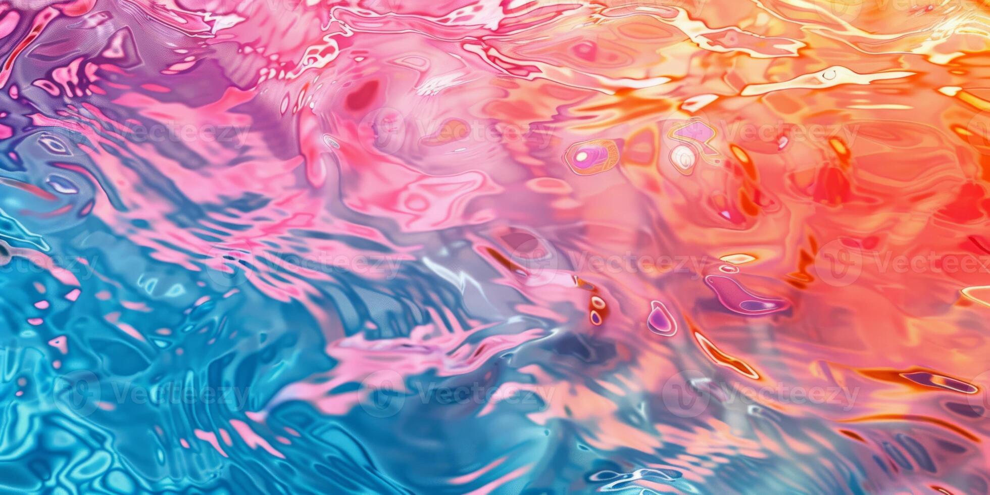 Lively abstract image of colorful rainbow water splashes and bubbles blending in a dynamic composition. photo