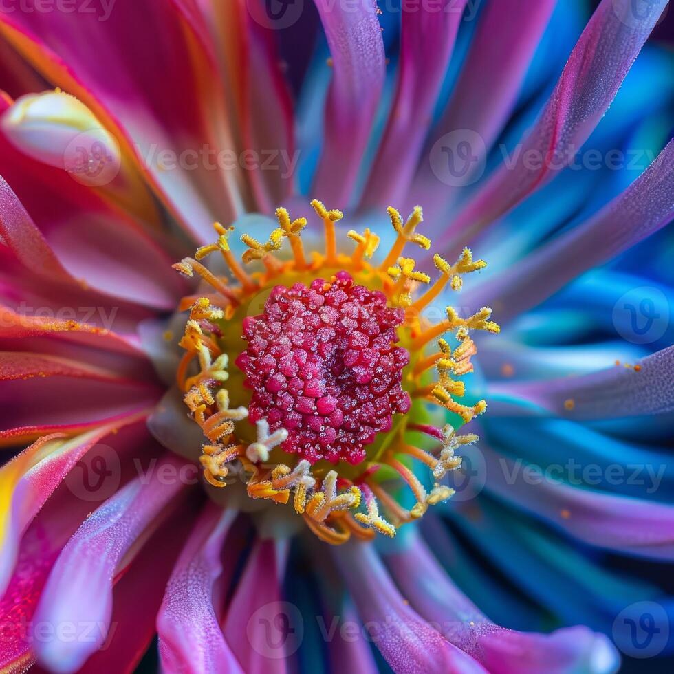 A stunning flower with detailed petals and bright colors in a closeup shot, showcasing its beauty and intricacy photo