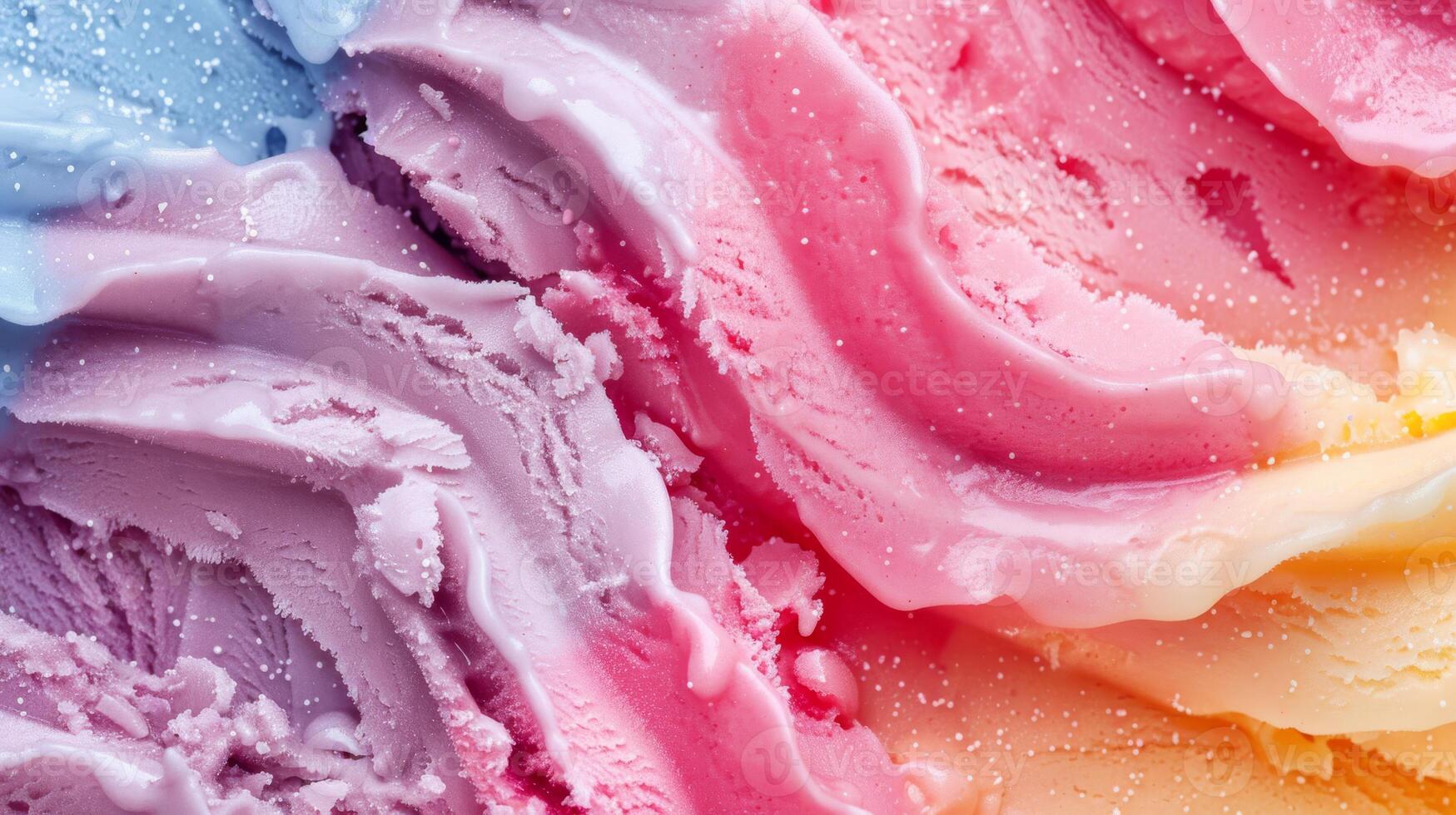 Colorful rainbow ice cream is a whimsical treat with vibrant colors, inviting everyone to enjoy its tempting flavors. Sweet, creamy, perfect for summer and sure to brighten any day photo