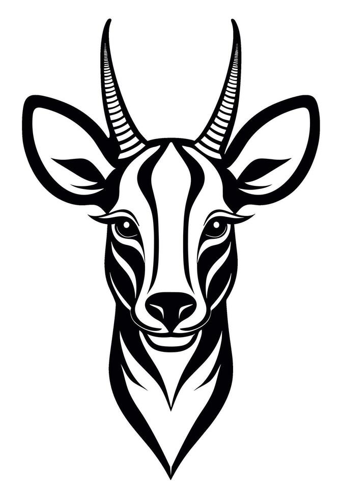 Gazelle antelope black and white isolated logo or symbol vector
