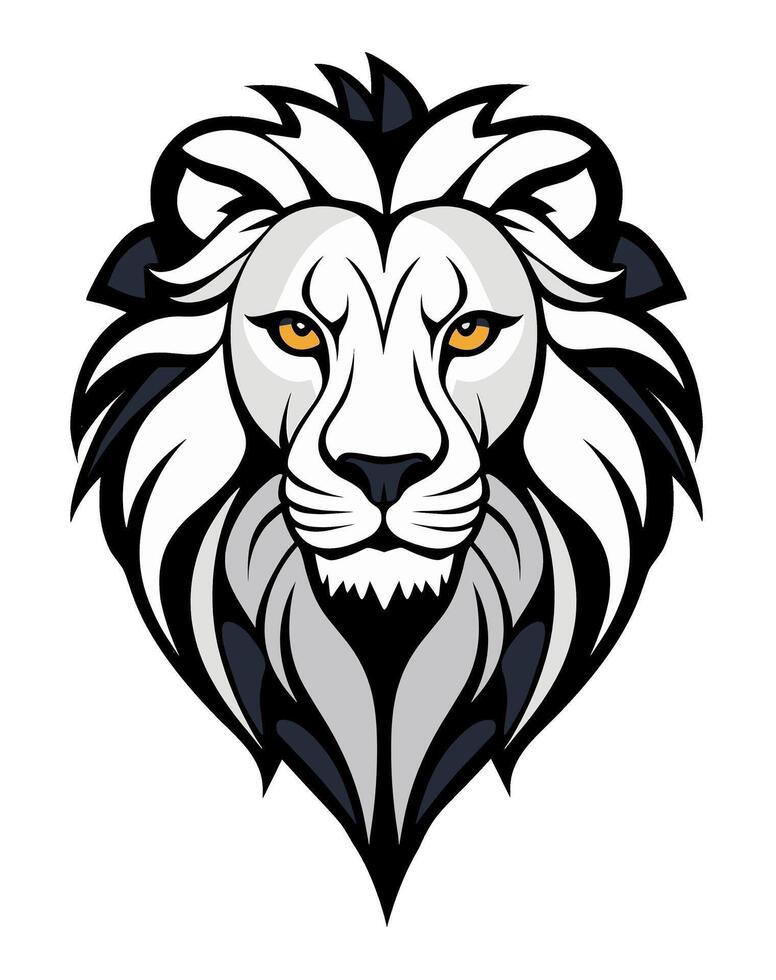Lion logo or symbol black, white and grey vector