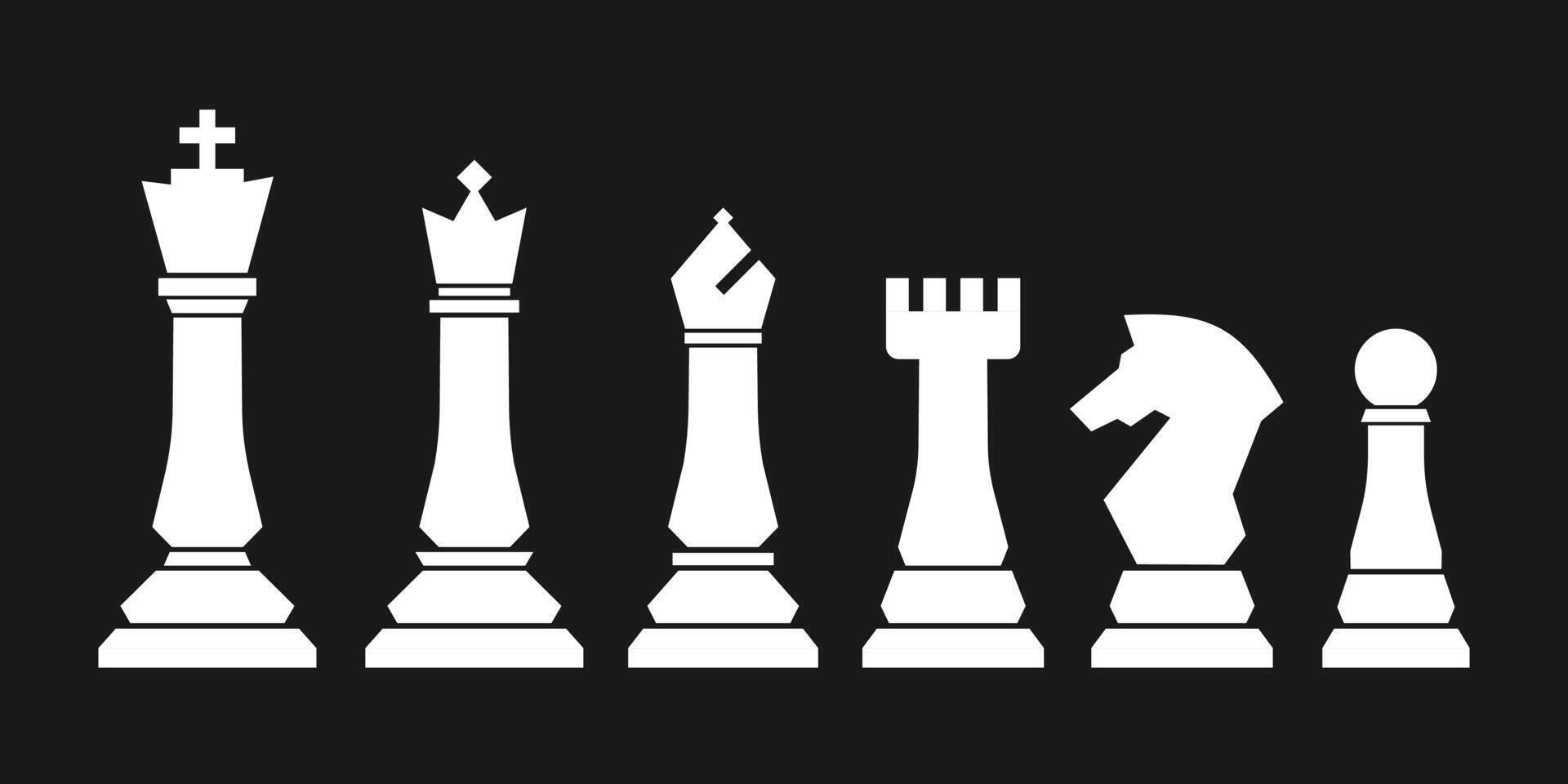 Chess piece icons set. Board game. White silhouettes icons. illustration. vector