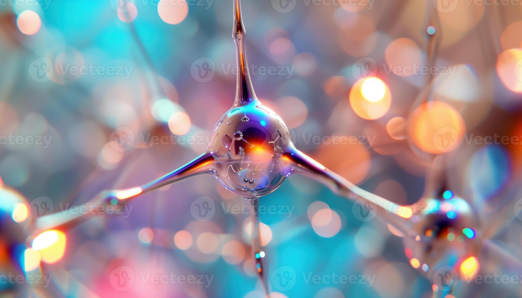 Colorful Neuron Network Close-Up with Vibrant Bokeh photo
