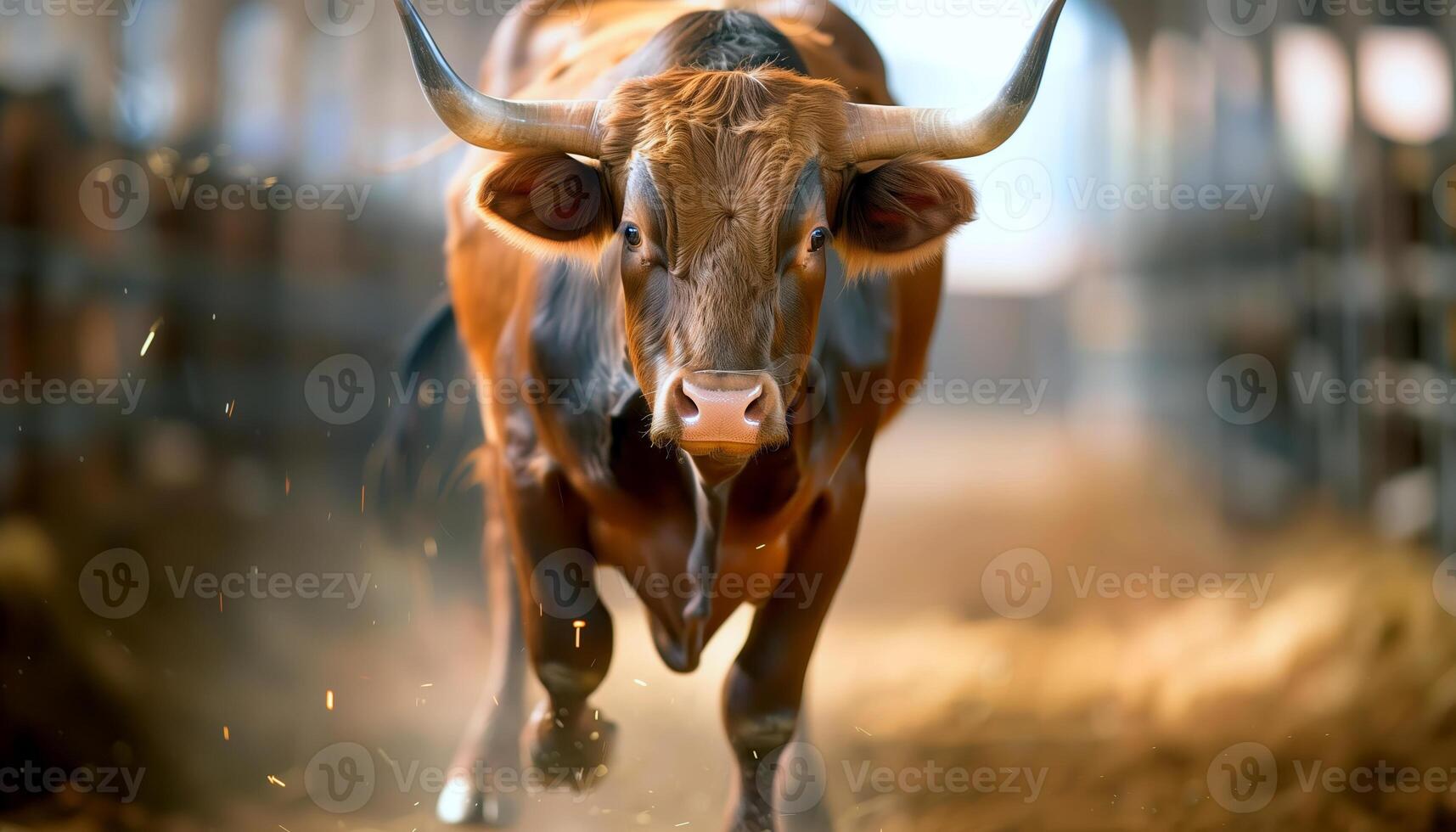 Charging Bull with Dust in the Air photo