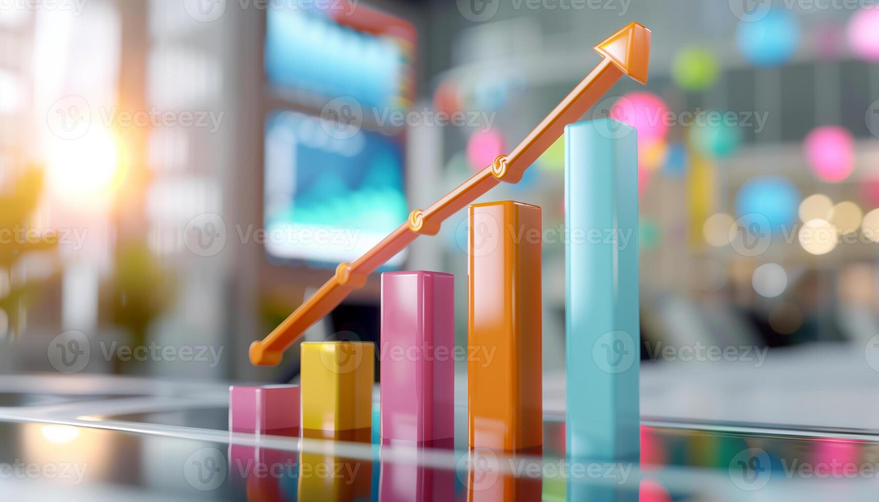 Upward Trend Bar Graph on Tablet photo