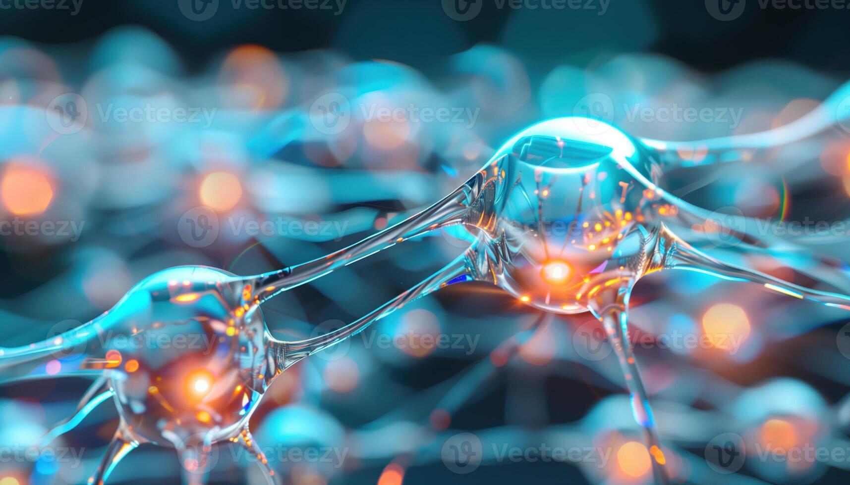 Futuristic Neural Network with Luminous Nodes in Digital Style photo