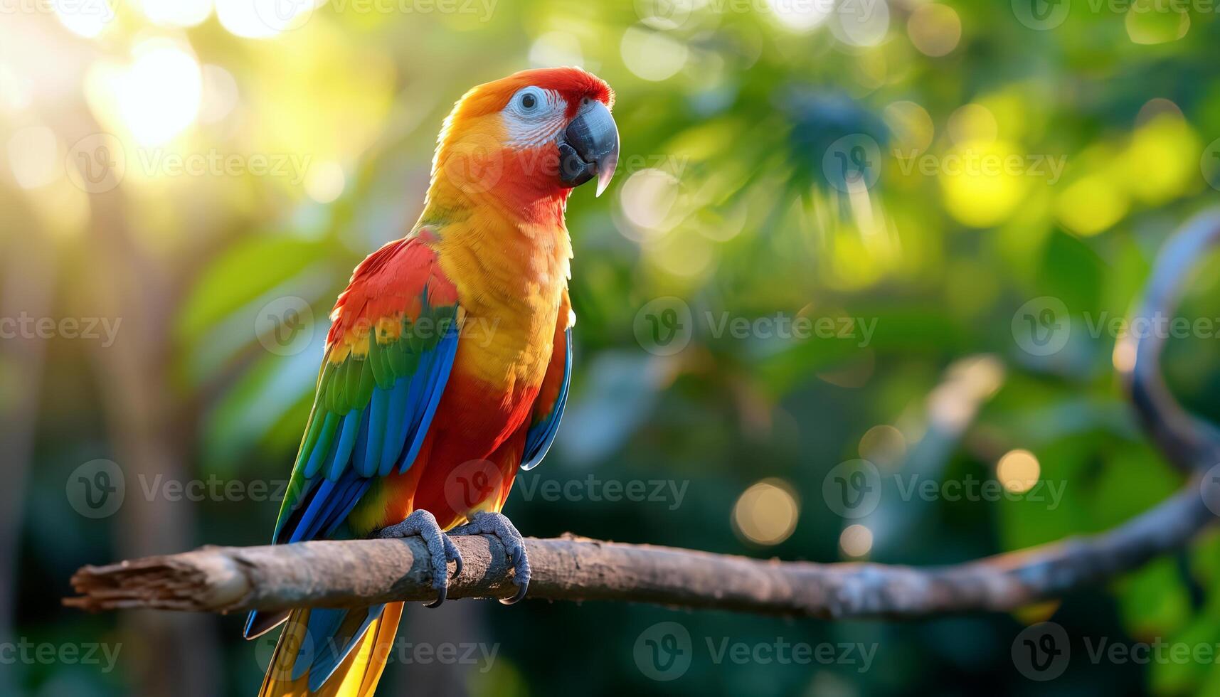 A Colorful Macaw Perched on a Branch photo