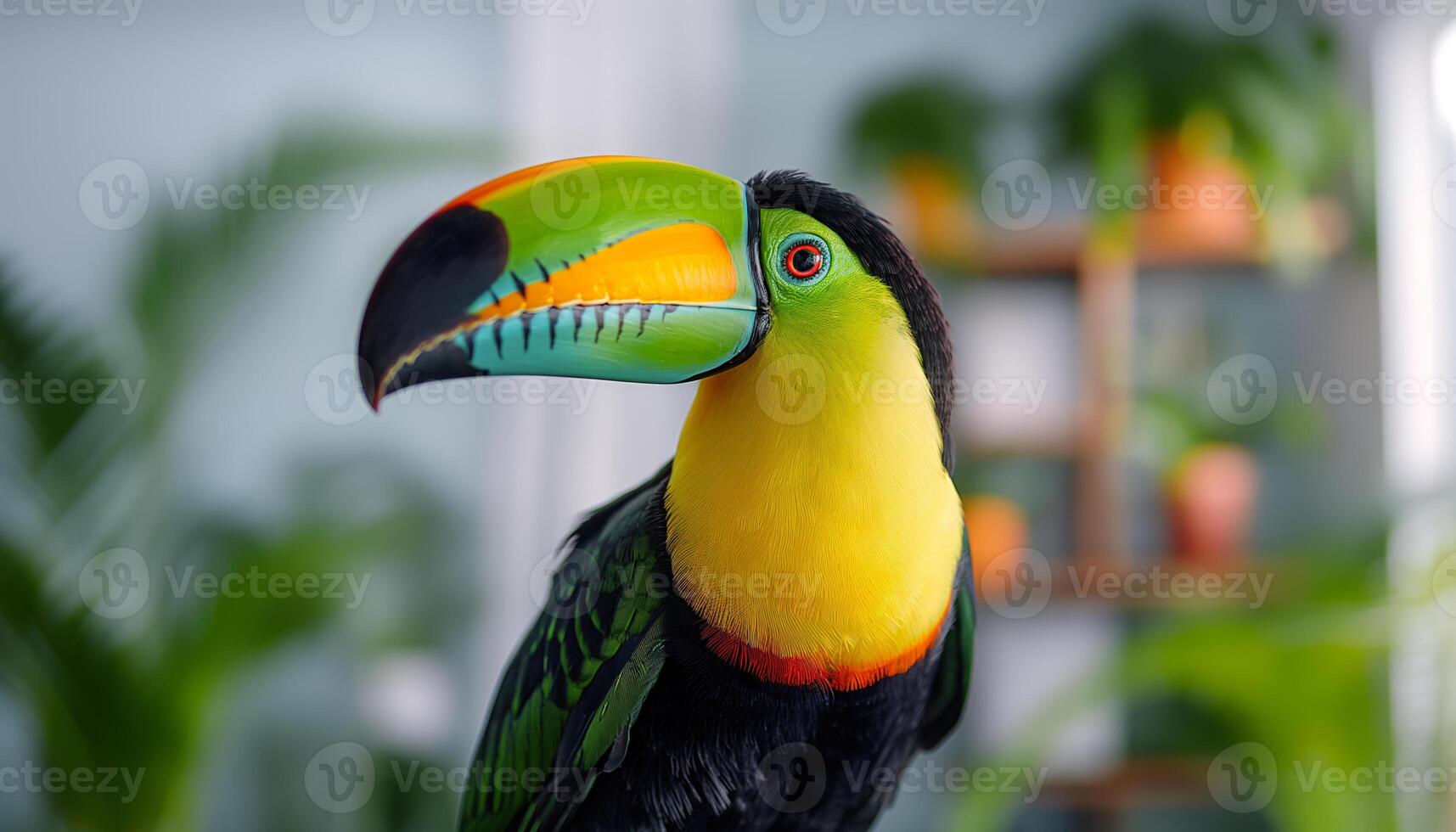 Close-up Portrait of a Colorful Toucan photo