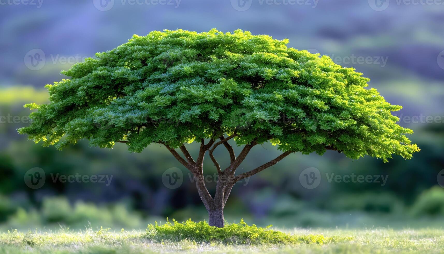 Single Green Tree in a Grassy Field photo