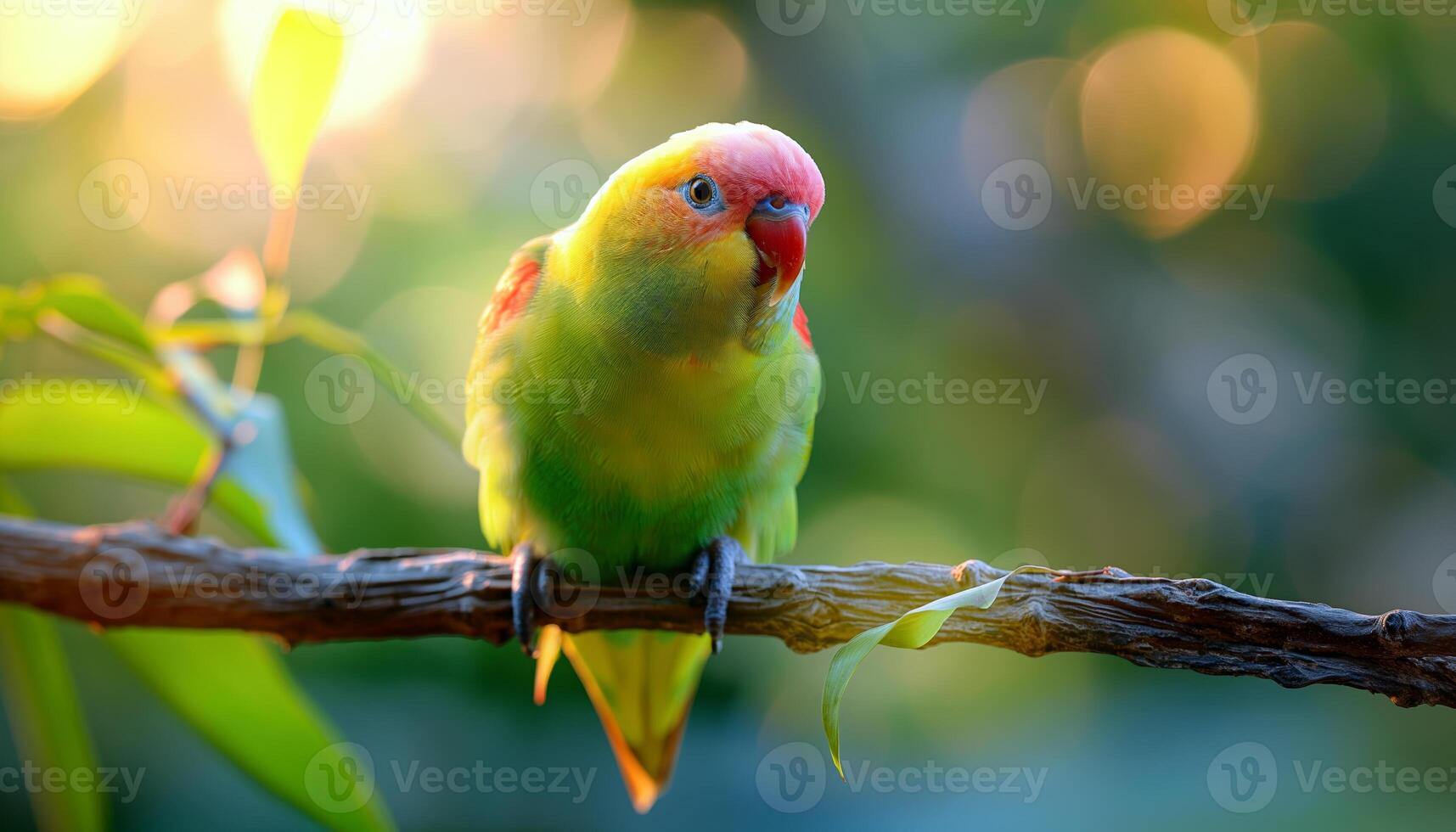 Vibrant Parrot on a Branch in the Sunlight photo