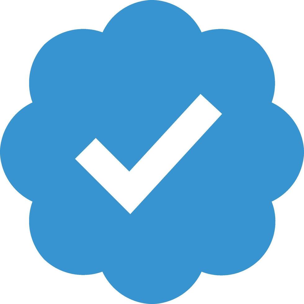 Blue verified social media account icon. Approved profile sign. Tick in rounded corners star. Top page logo. Check mark. safety person in web. illustration vector