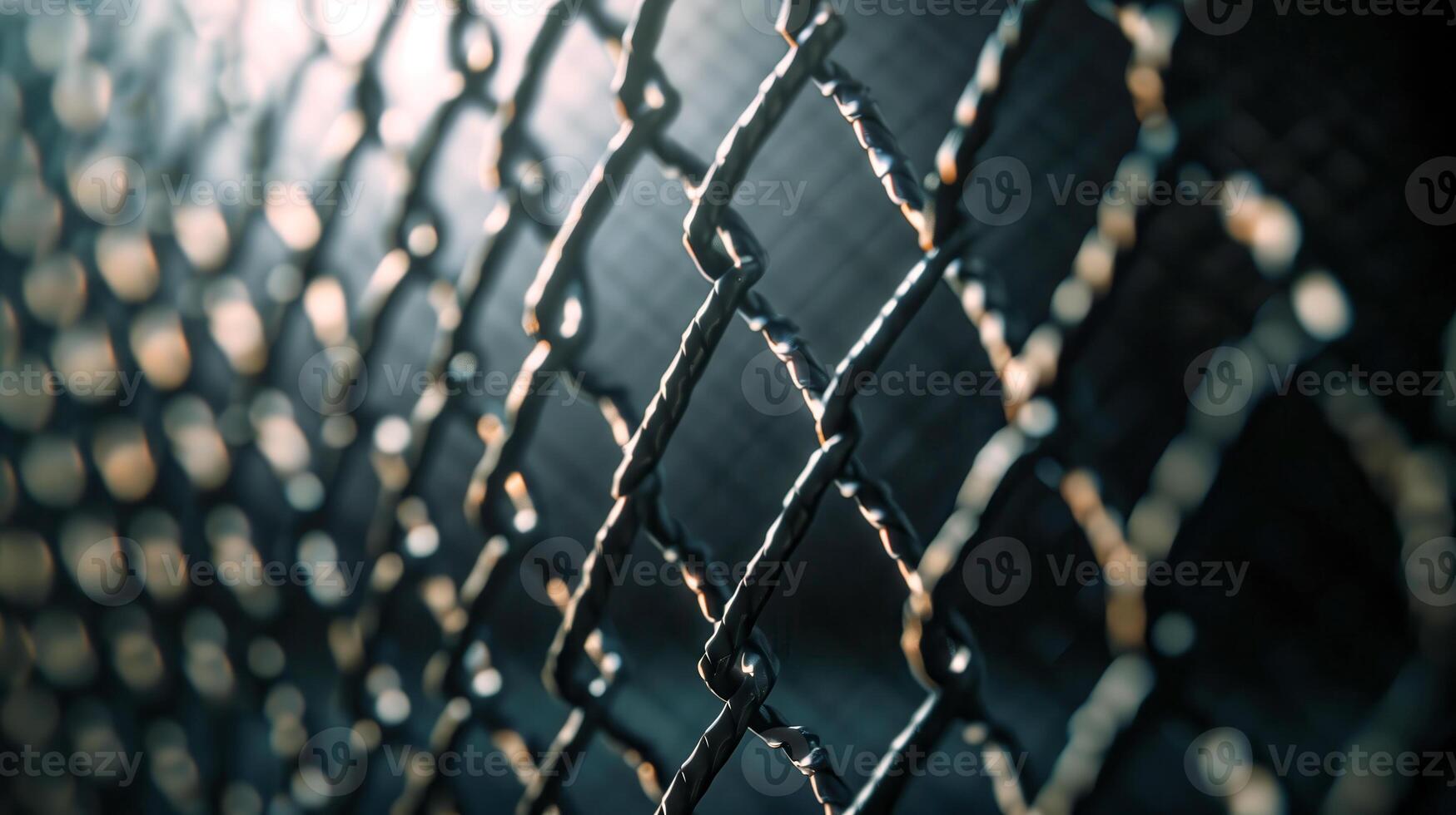 Intricate Close-Up of a Wire Fence with Dramatic Lighting photo