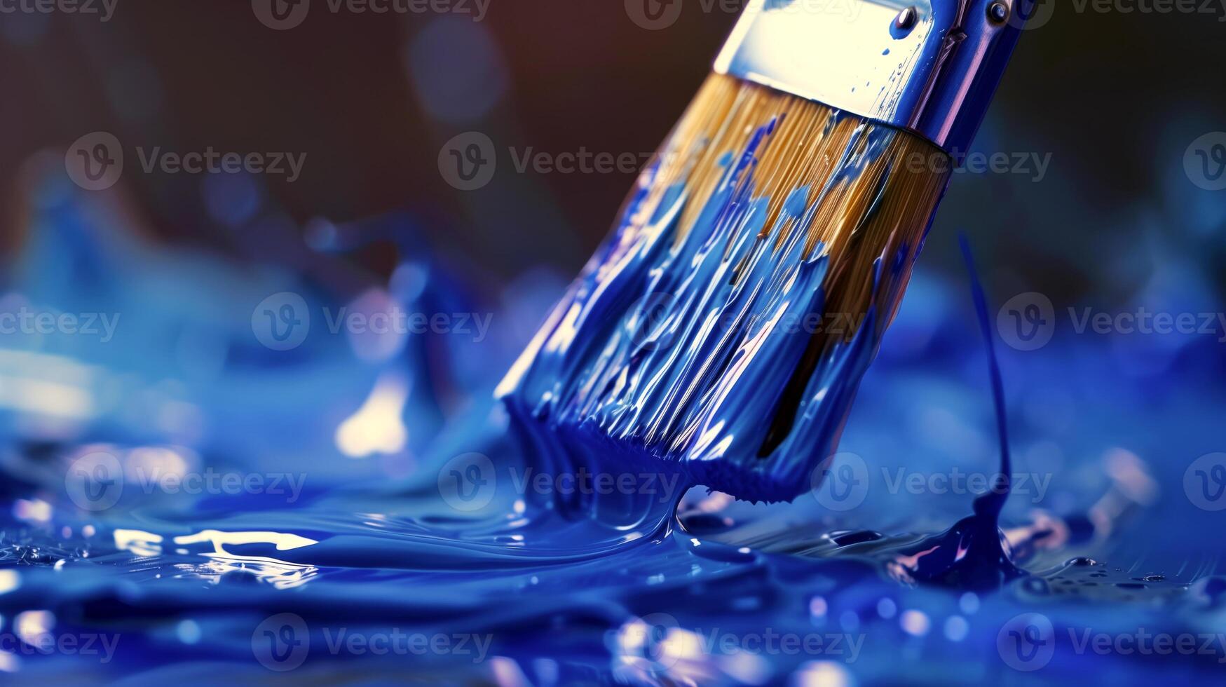 Artistic Brushstroke in Vivid Blue Paint photo