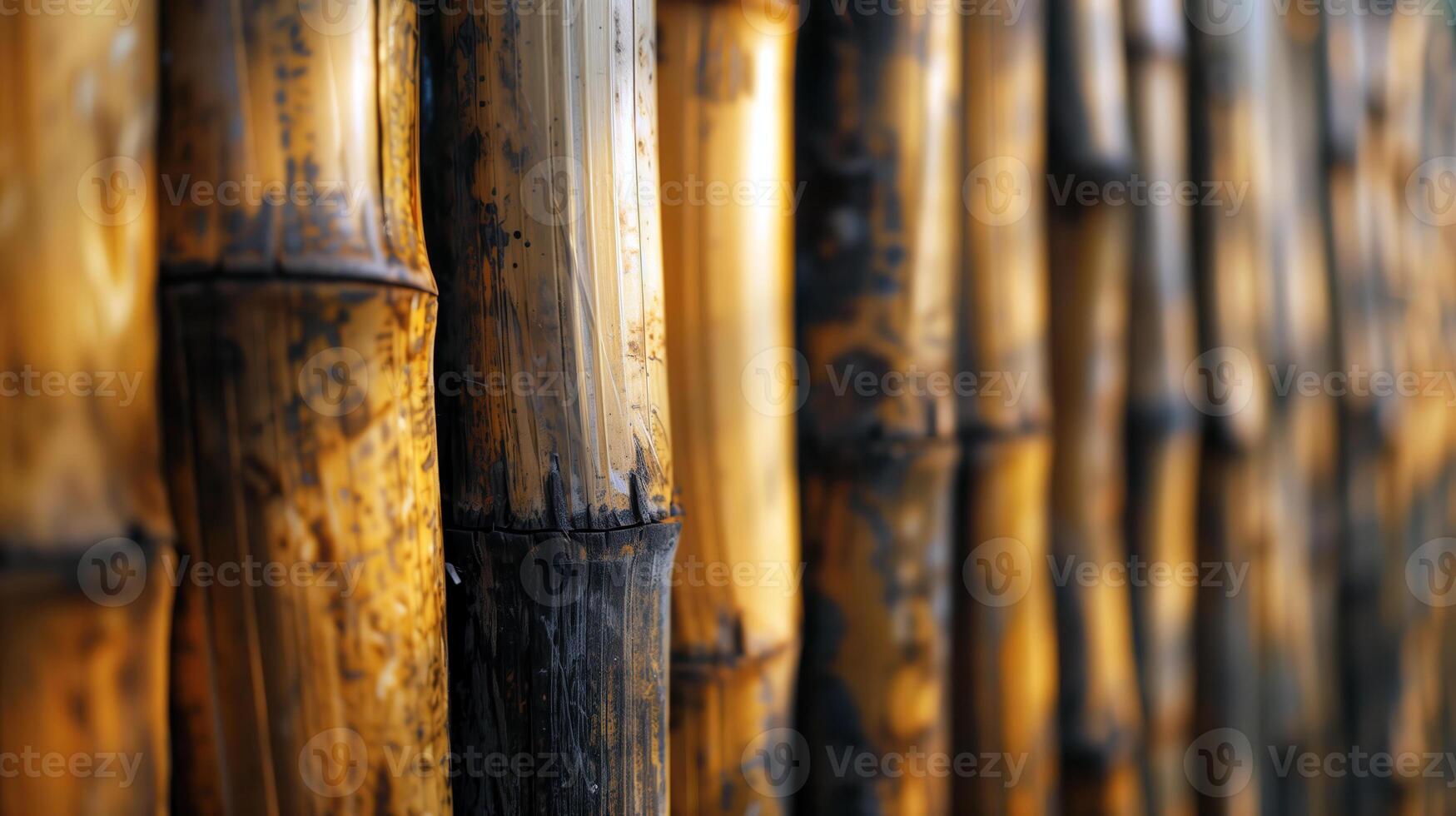 Close-Up of Weathered Golden Bamboo Stalks photo