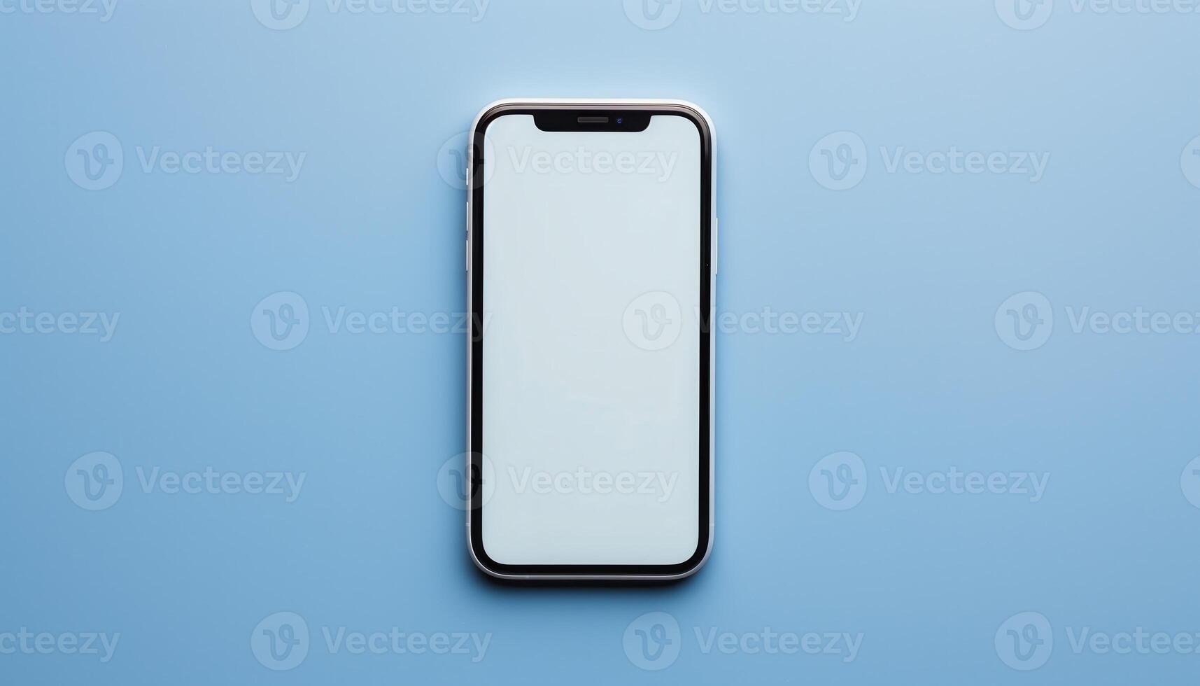 Minimalist Smartphone on Light Blue Background photo