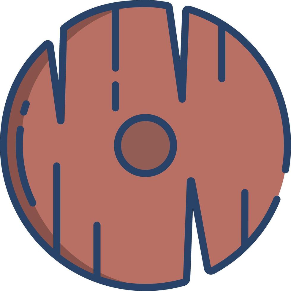 Wooden Buckler Shield linear color illustration vector