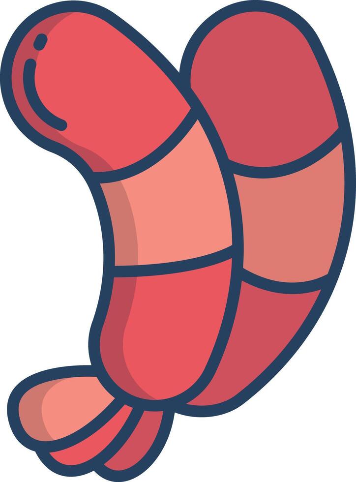 Shrimp sushi linear color illustration vector