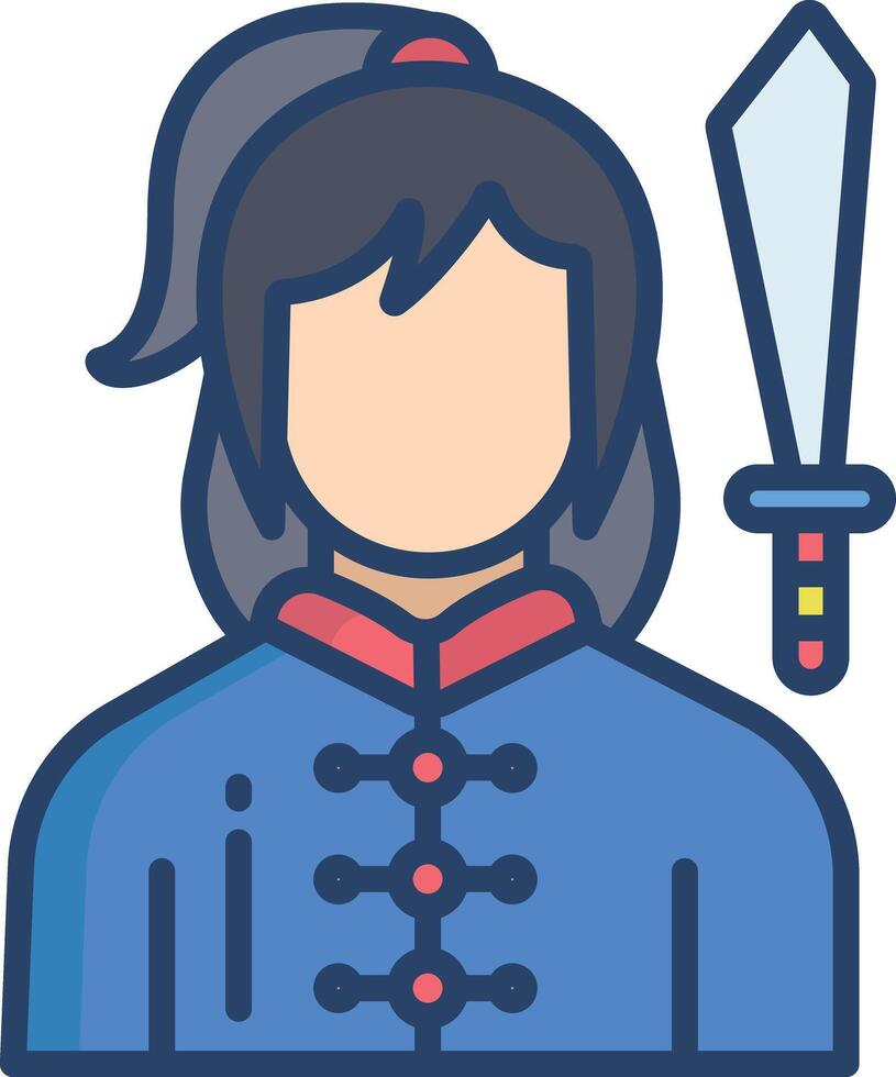 Wushu linear color illustration vector