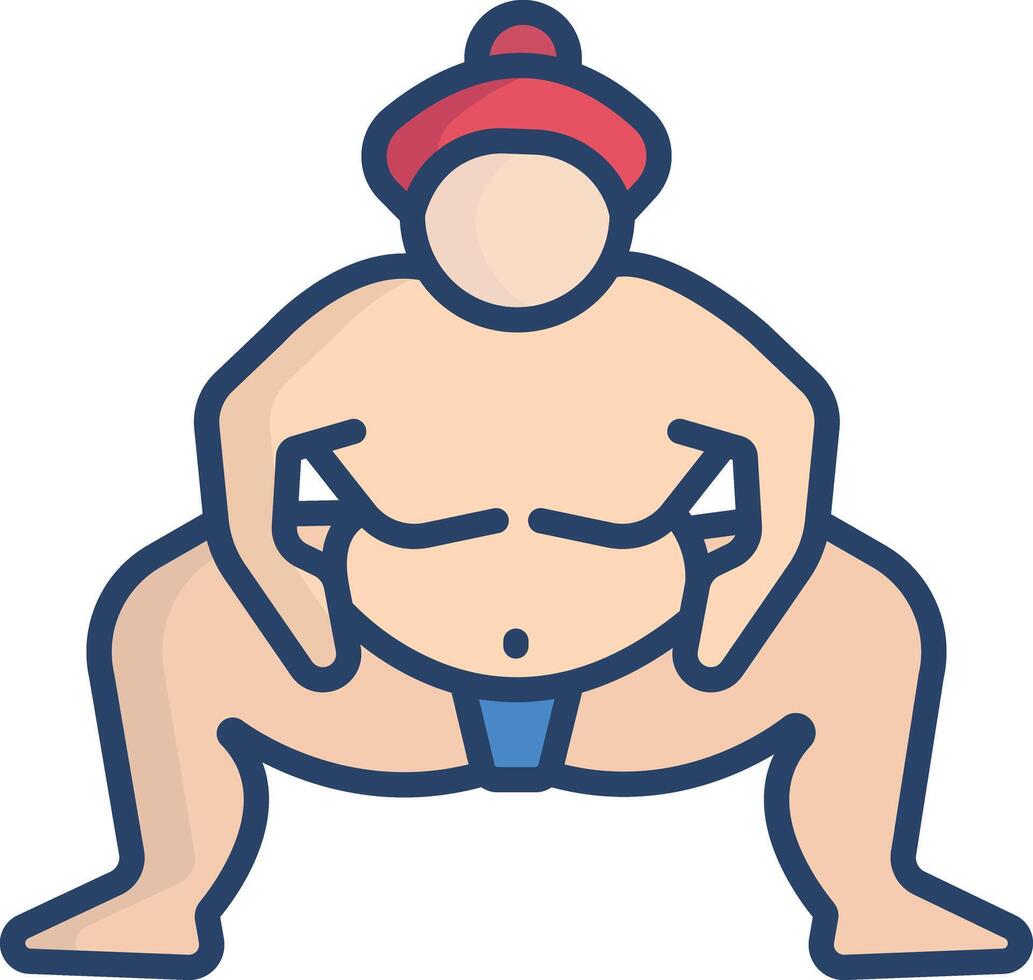 Sumo linear color illustration vector