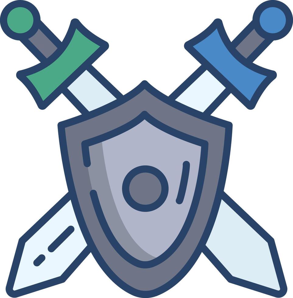 Warrior Shield linear color illustration vector