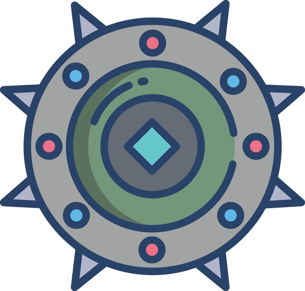 Spiked Shield linear color illustration vector