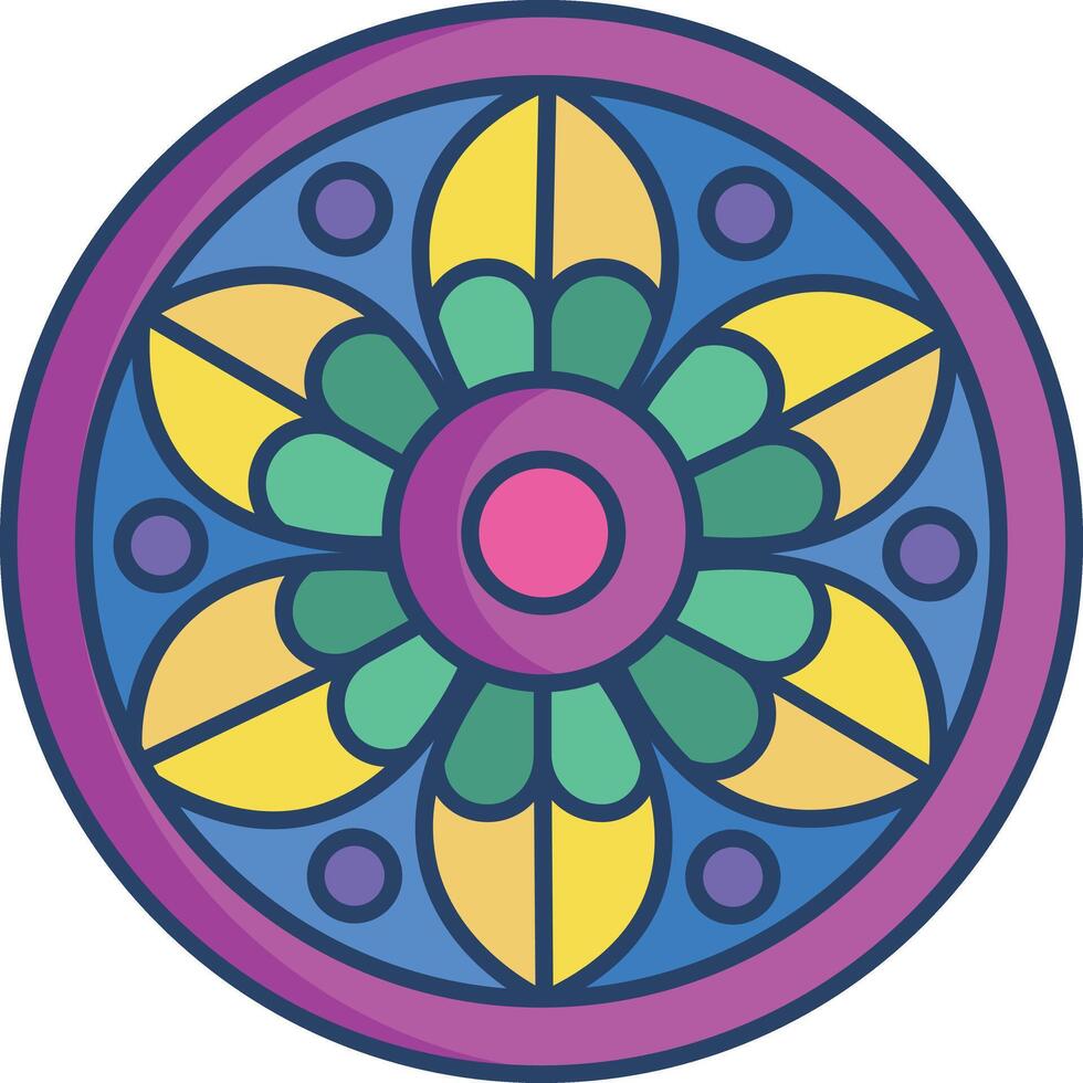 Mandala linear color illustration vector
