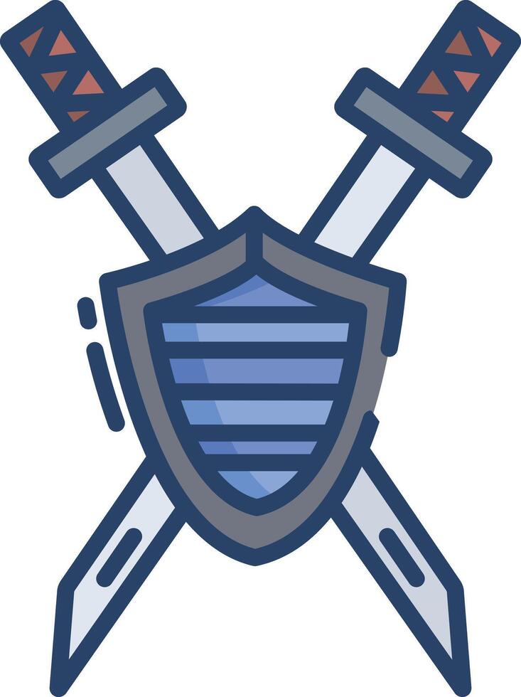 Samurai Shield linear color illustration vector