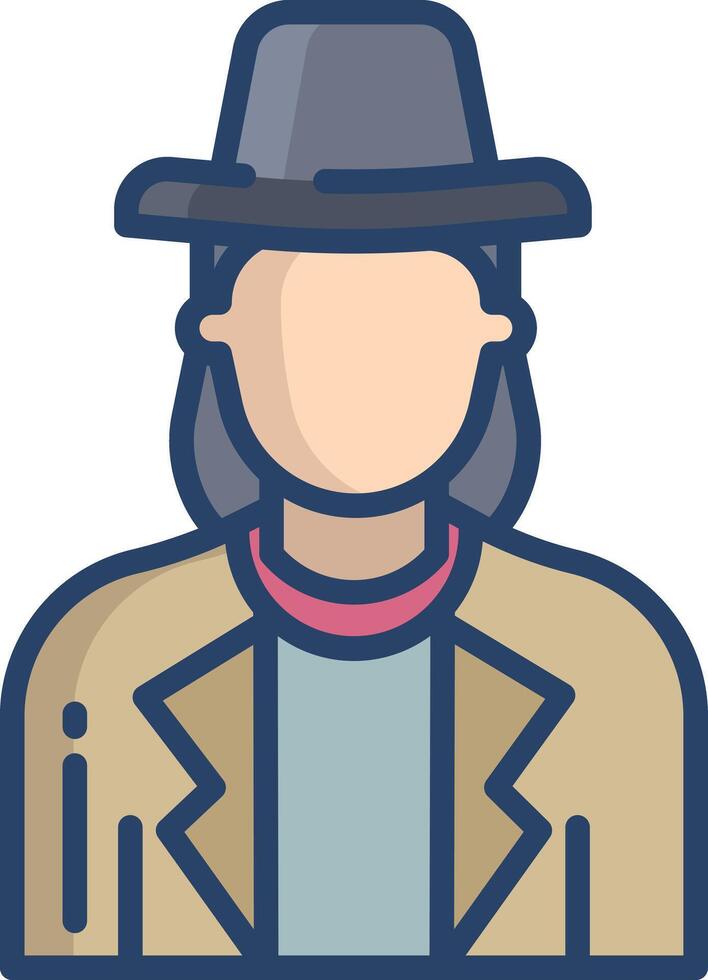 Woman Sheriff linear color illustration vector