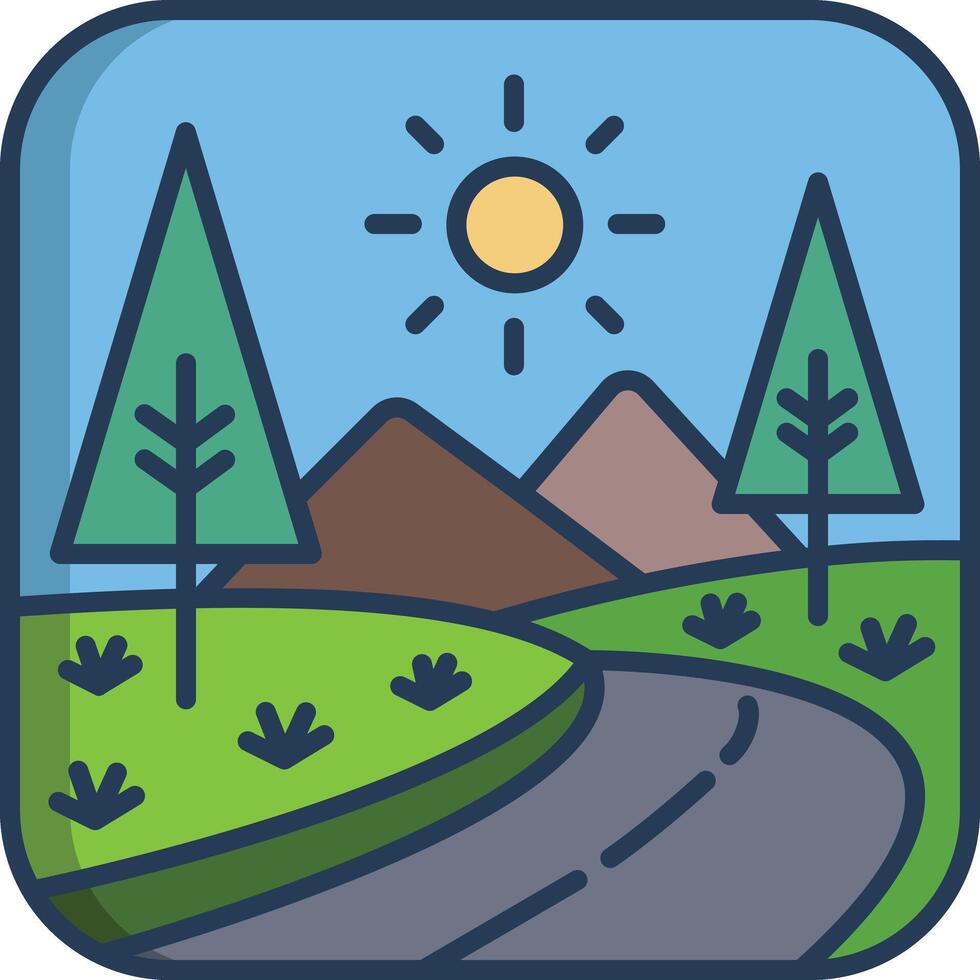 landscape linear color illustration vector