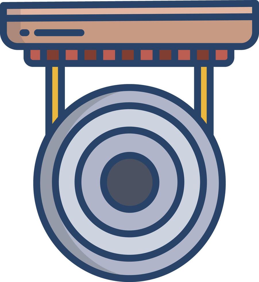 Gong linear color illustration vector