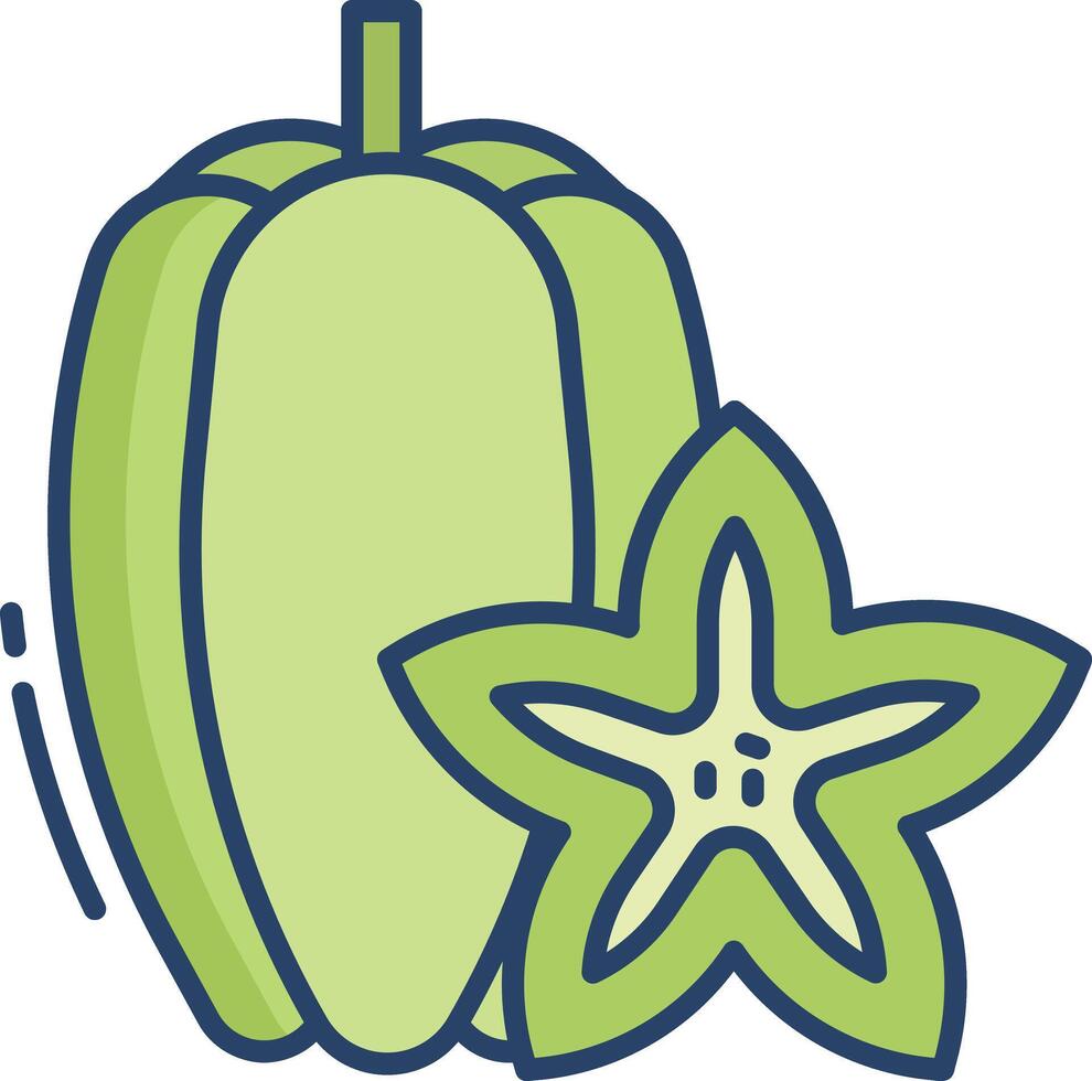 Star Fruit linear color illustration vector