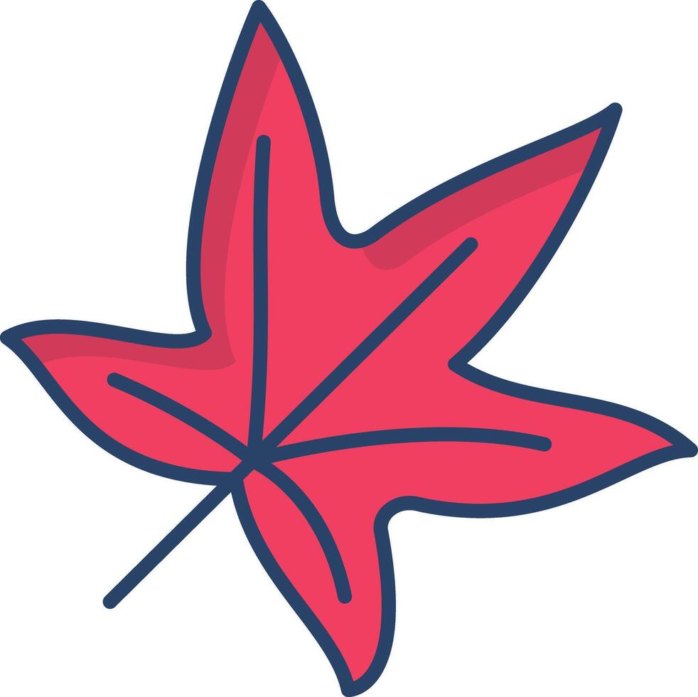 Leaf linear color illustration vector