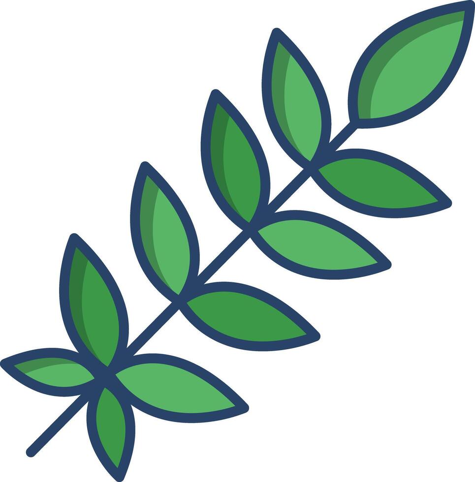Rowan Leaf linear color illustration vector