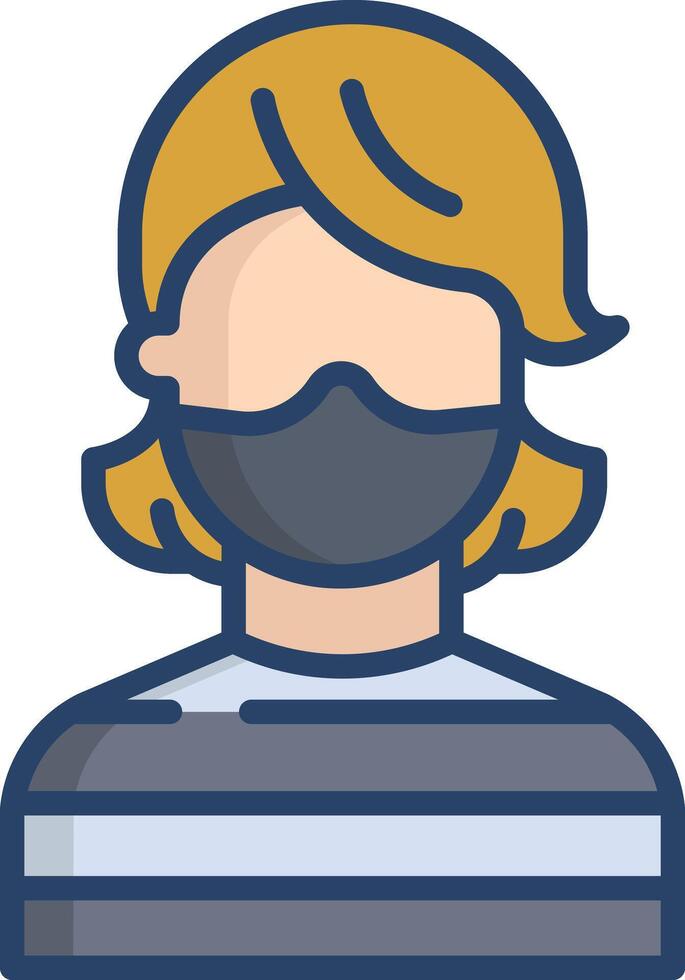 Mask Woman linear color illustration vector