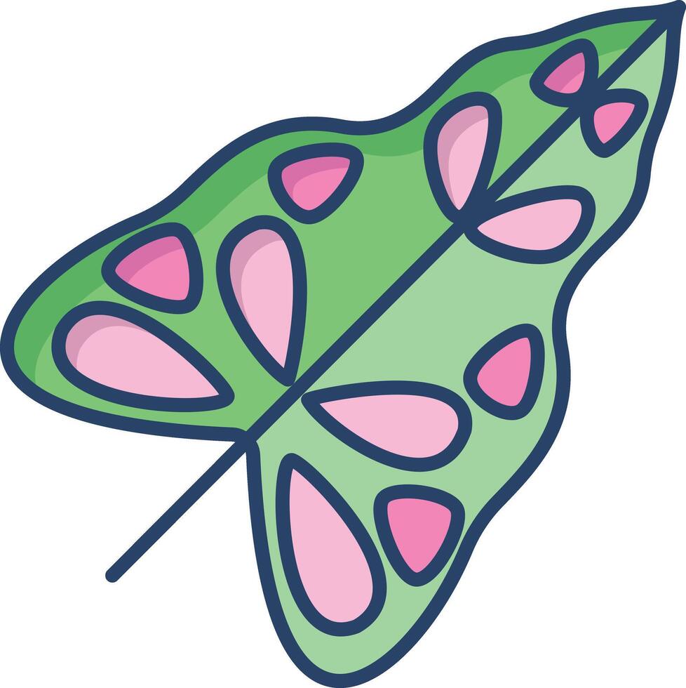 Caladium Leaf linear color illustration vector