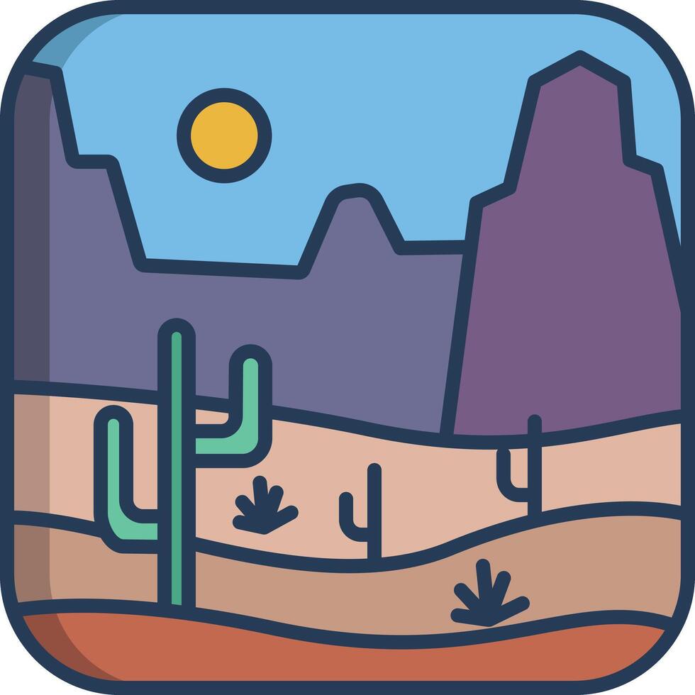 Desert linear color illustration vector