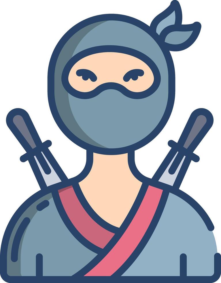 Ninja linear color illustration vector