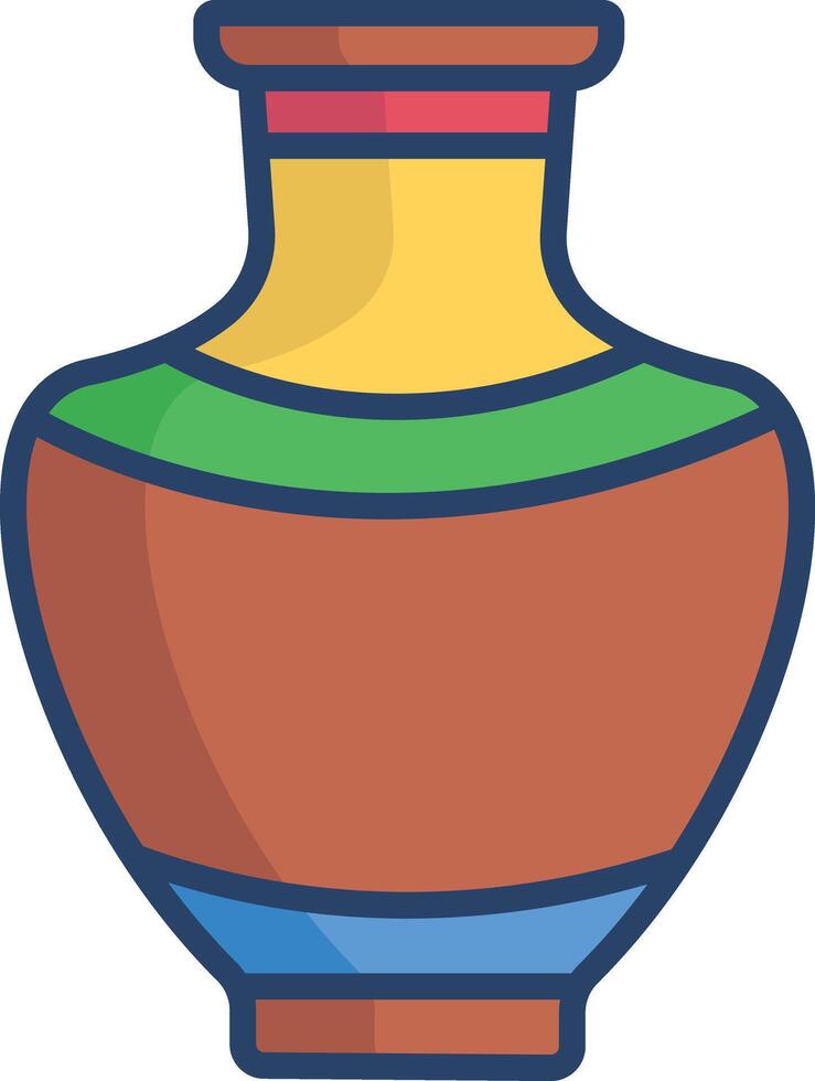 Vase linear color illustration vector