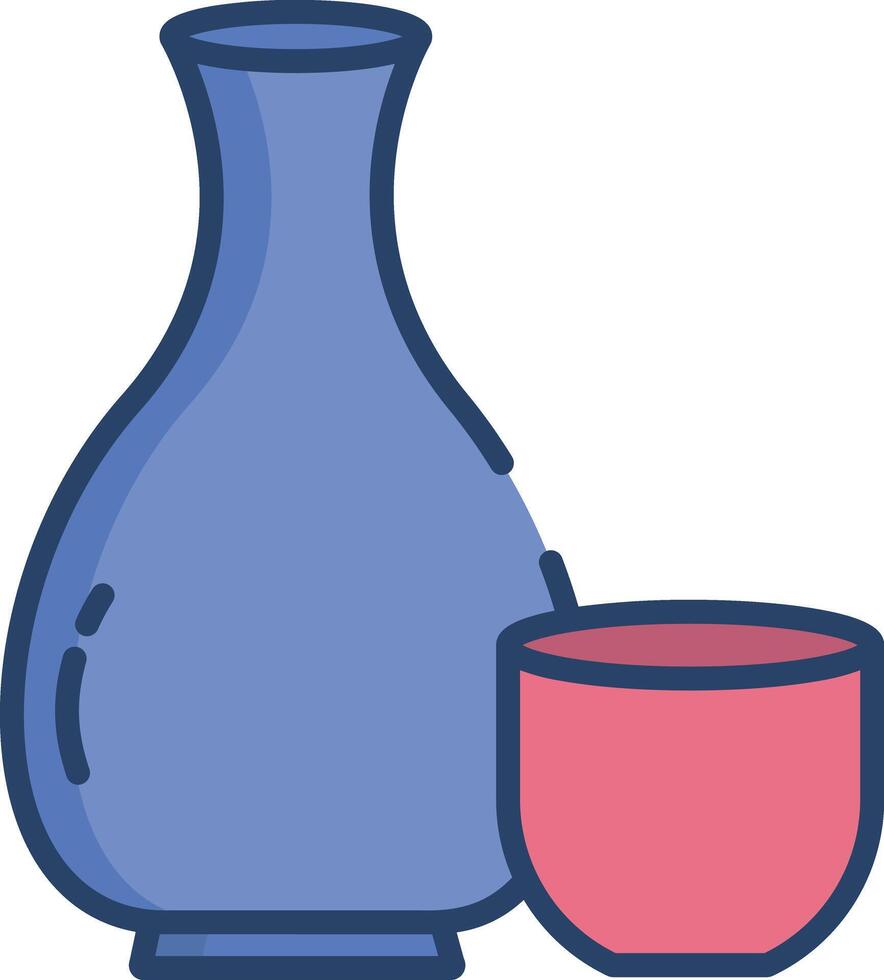 Sake linear color illustration vector