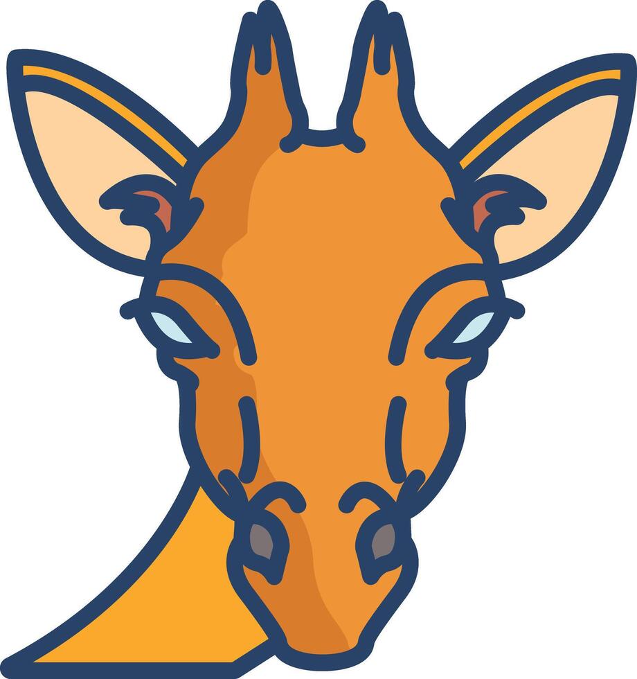 Giraffe linear color illustration vector