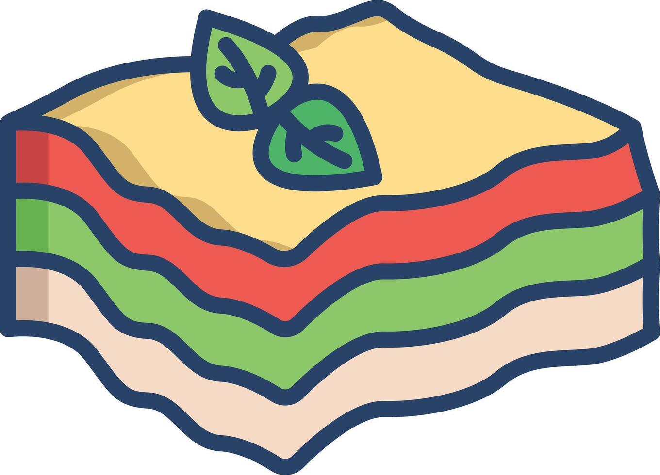 Lasagna linear color illustration vector