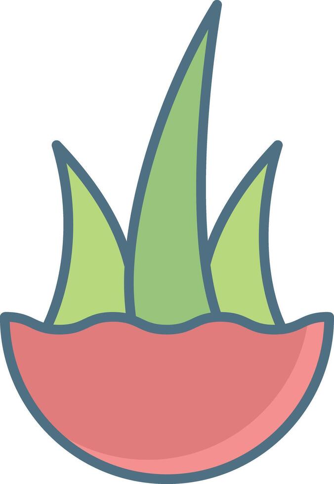 Aloe Vera plant linear color illustration vector